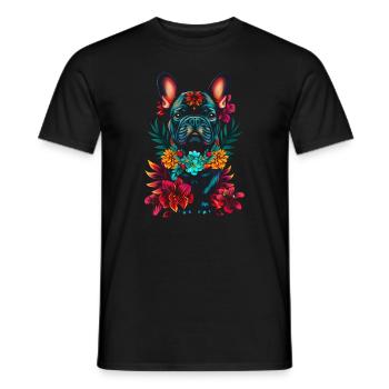 Drôle bouledogue français Art animaux chiens - T-shirt homme - noir - Devant - AI Model Male 178 light (178cm)