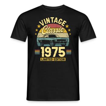 Car Year Vintage 1975 50 Years Anniversary - Men's T-Shirt - black - Front - AI Model Male 178 light (178cm)