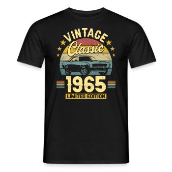 Voiture Année Millésime 1965 60 Ans Anniversaire - T-shirt homme - noir - Devant - AI Model Male 178 light (178cm)