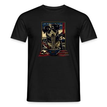 Motif Chien Manga Ramen Nouille Chien Anime Art - T-shirt homme - noir - Devant - AI Model Male 178 light (178cm)