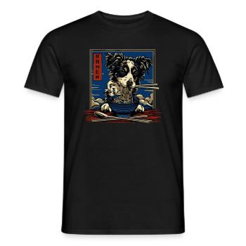 Motif Chien Manga Ramen Nouille Chien Anime Art - T-shirt homme - noir - Devant - AI Model Male 178 light (178cm)