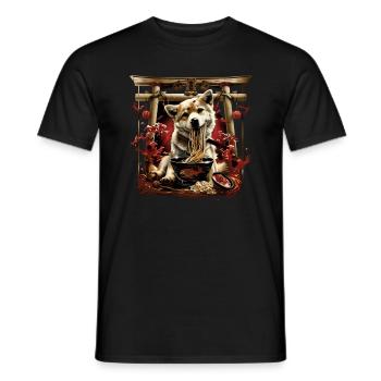 Motif Chien Manga Ramen Nouille Chien Anime Art - T-shirt homme - noir - Devant - AI Model Male 178 light (178cm)