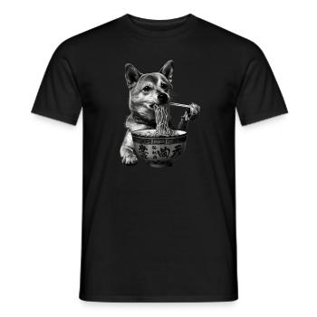 Motif Chien Manga Ramen Nouille Chien Anime Art - T-shirt homme - noir - Devant - AI Model Male 178 light (178cm)