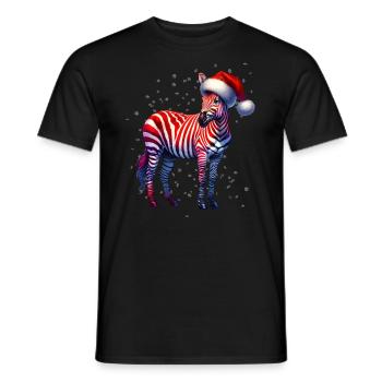 Weihnachts- Zebra - Männer T-Shirt - Schwarz - Vorne - AI Model Male 178 light (178cm)