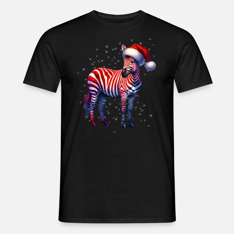 Weihnachts- Zebra - Männer T-Shirt - Schwarz