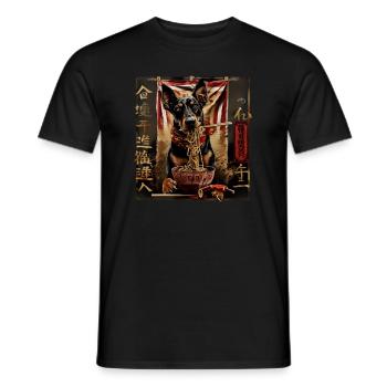 Motif Chien Manga Ramen Nouille Chien Anime Art - T-shirt homme - noir - Devant - AI Model Male 178 light (178cm)