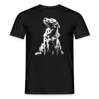 Hund Motiv Tier Tierliebhaber Hunde Kunst Golden - Männer T-Shirt - Schwarz - Vorne - AI Model Male 178 light (178cm)