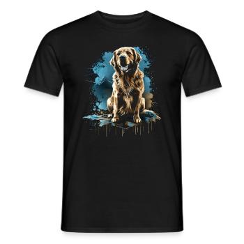 Funny Golden Retriever Dog Art Dog Owner - Men's T-Shirt - black - Front - AI Model Male 178 light (178cm)