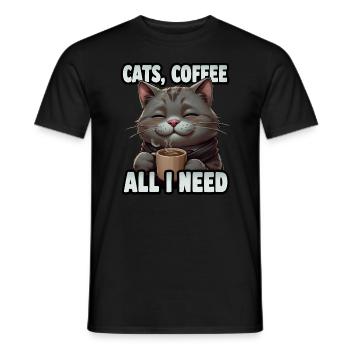 Drôle Chat Art Chat Propriétaire Chats Café - T-shirt homme - noir - Devant - AI Model Male 178 light (178cm)