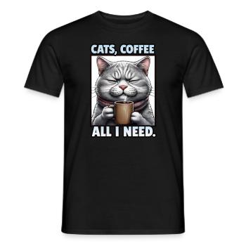 Drôle Chat Art Chat Propriétaire Chats Café - T-shirt homme - noir - Devant - AI Model Male 178 light (178cm)