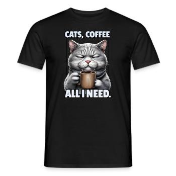 Drôle Chat Art Chat Propriétaire Chats Café - T-shirt homme - noir - Devant - AI Model Male 178 light (178cm)