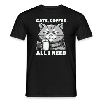 Drôle Chat Art Chat Propriétaire Chats Café - T-shirt homme - noir - Devant - AI Model Male 178 light (178cm)