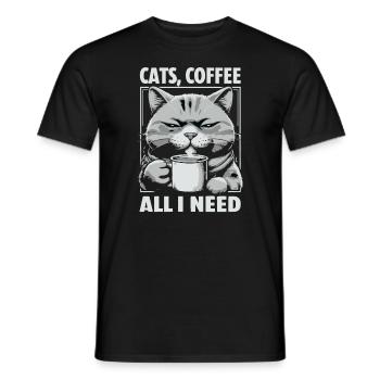 Drôle Chat Art Chat Propriétaire Chats Café - T-shirt homme - noir - Devant - AI Model Male 178 light (178cm)