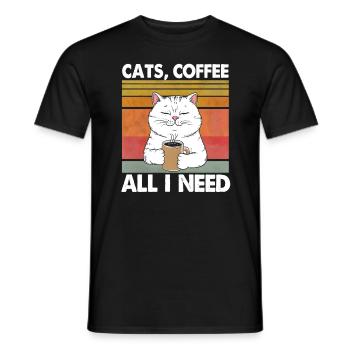 Drôle Chat Art Chat Propriétaire Chats Café - T-shirt homme - noir - Devant - AI Model Male 178 light (178cm)