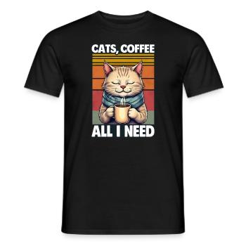 Drôle Chat Art Chat Propriétaire Chats Café - T-shirt homme - noir - Devant - AI Model Male 178 light (178cm)