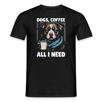 Funny Dog Art Dog Owner Dogs Coffee - Men's T-Shirt - black - Front - AI Model Male 178 light (178cm)