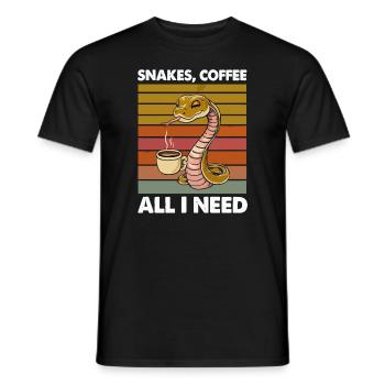 Funny Snake Art Snake Coffee Reptiles - Men's T-Shirt - black - Front - AI Model Male 178 light (178cm)