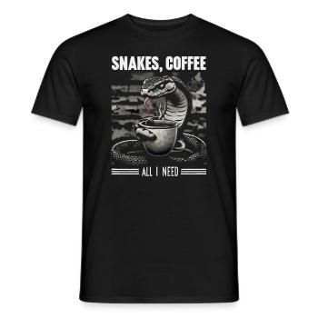 Funny Snake Art Snake Coffee Reptiles - Men's T-Shirt - black - Front - AI Model Male 178 light (178cm)