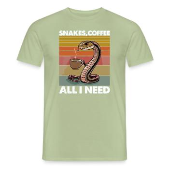 Lustiges Schlangen Kunst Schlange Kaffee Reptilien - Männer T-Shirt - Sage - Vorne - AI Model Male 178 light (178cm)