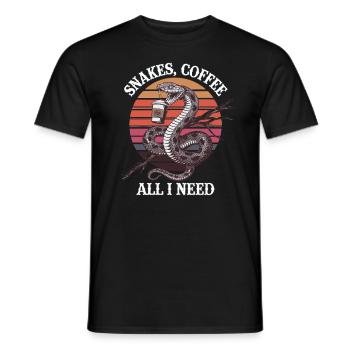 Funny Snake Art Snake Coffee Reptiles - Men's T-Shirt - black - Front - AI Model Male 178 light (178cm)