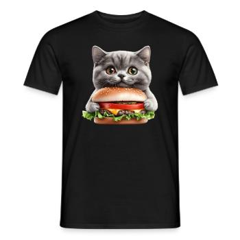 Cat Fast Food Burger Cats Hamburger Cat Lover - Men's T-Shirt - black - Front - AI Model Male 178 light (178cm)