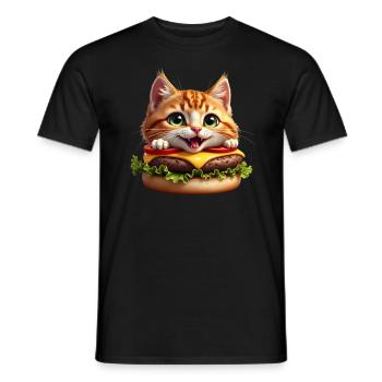 Cat Fast Food Burger Cats Hamburger Cat Lover - Men's T-Shirt - black - Front - AI Model Male 178 light (178cm)
