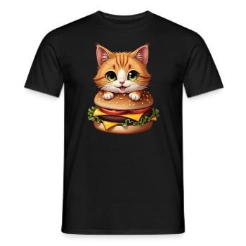 Cat Fast Food Burger Cats Hamburger Cat Lover - Men's T-Shirt - black - Front - AI Model Male 178 light (178cm)