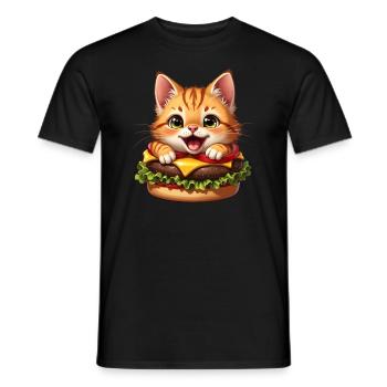 Cat Fast Food Burger Cats Hamburger Cat Lover - Men's T-Shirt - black - Front - AI Model Male 178 light (178cm)