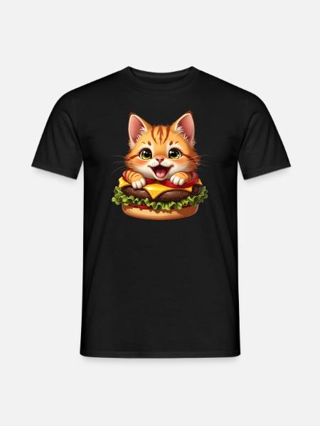 Chat Restauration rapide Burger Chats Hamburger Amoureux des chats - T-shirt homme - noir