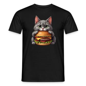 Cat Fast Food Burger Cats Hamburger Cat Lover - Men's T-Shirt - black - Front - AI Model Male 178 light (178cm)