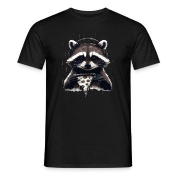Funny Raccoon Gaming Pizza Gamer Gamer Gaming - Men's T-Shirt - black - Front - AI Model Male 178 light (178cm)