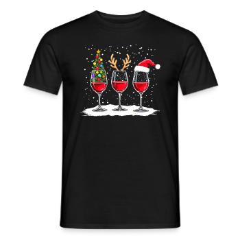 Funny Christmas Outfit Wine Glasses Christmas - Men's T-Shirt - black - Front - AI Model Male 178 light (178cm)