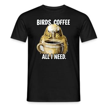 Funny Bird Coffee Zoo Retro Coffee All I Need - Men's T-Shirt - black - Front - AI Model Male 178 light (178cm)