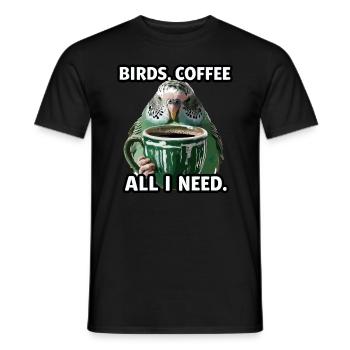 Funny Bird Coffee Zoo Retro Coffee All I Need - Men's T-Shirt - black - Front - AI Model Male 178 light (178cm)