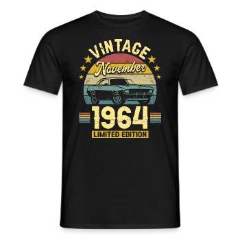 November 1964 Auto zum 60-jährigen Jubiläum - Männer T-Shirt - Schwarz - Vorne - AI Model Male 178 light (178cm)
