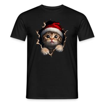 Chat Propriétaire Chats Noël Noël Chat - T-shirt homme - noir - Devant - AI Model Male 178 light (178cm)