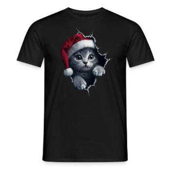 Chat Propriétaire Chats Noël Noël Chat - T-shirt homme - noir - Devant - AI Model Male 178 light (178cm)