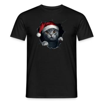 Chat Propriétaire Chats Noël Noël Chat - T-shirt homme - noir - Devant - AI Model Male 178 light (178cm)