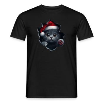 Chat Propriétaire Chats Noël Noël Chat - T-shirt homme - noir - Devant - AI Model Male 178 light (178cm)