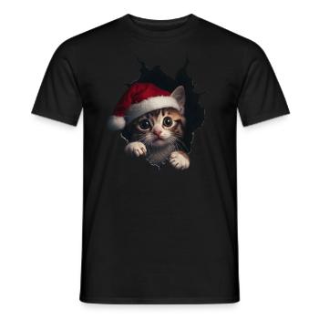 Chat Propriétaire Chats Noël Noël Chat - T-shirt homme - noir - Devant - AI Model Male 178 light (178cm)