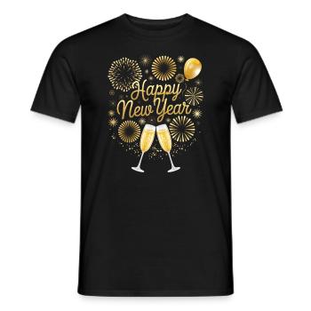 Tenue de fête du Nouvel An Nouvel An Bonne Année - T-shirt homme - noir - Devant - AI Model Male 178 light (178cm)