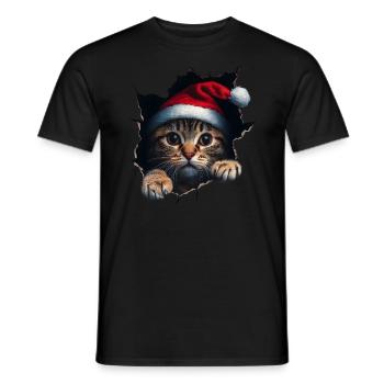 Chat Propriétaire Chats Noël Noël Chat - T-shirt homme - noir - Devant - AI Model Male 178 light (178cm)