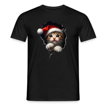 Chat Propriétaire Chats Noël Noël Chat - T-shirt homme - noir - Devant - AI Model Male 178 light (178cm)