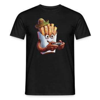 Funny Fast Food Gaming Pizza Gamer Gamer Gaming - Men's T-Shirt - black - Front - AI Model Male 178 light (178cm)