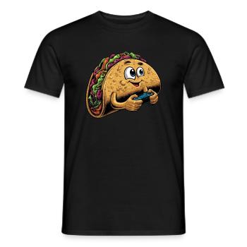 Funny Fast Food Gaming Pizza Gamer Gamer Gaming - Men's T-Shirt - black - Front - AI Model Male 178 light (178cm)