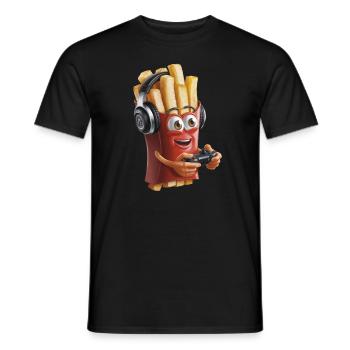 Funny Fast Food Gaming Pizza Gamer Gamer Gaming - Men's T-Shirt - black - Front - AI Model Male 178 light (178cm)