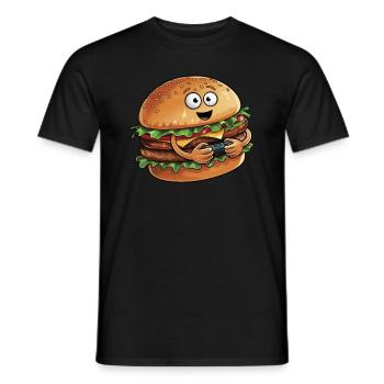Funny Fast Food Gaming Pizza Gamer Gamer Gaming - Men's T-Shirt - black - Front - AI Model Male 178 light (178cm)