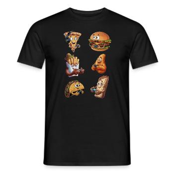 Funny Fast Food Gaming Pizza Gamer Gamer Gaming - Men's T-Shirt - black - Front - AI Model Male 178 light (178cm)
