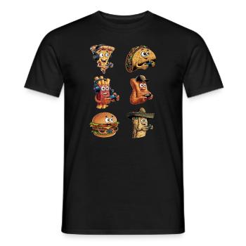 Funny Fast Food Gaming Pizza Gamer Gamer Gaming - Men's T-Shirt - black - Front - AI Model Male 178 light (178cm)