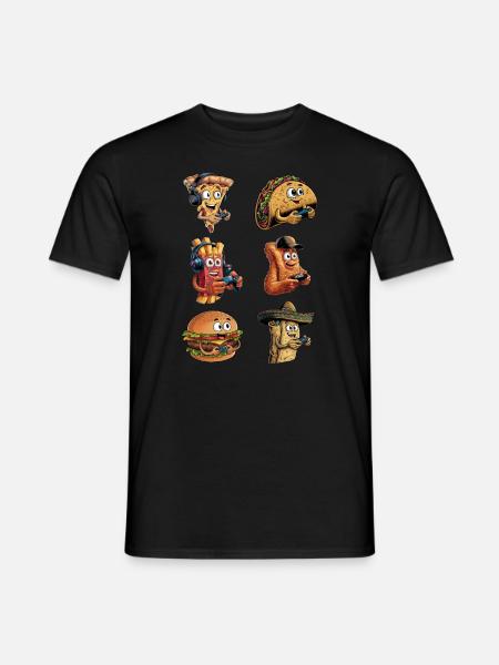 Drôle Fast Food Gaming Pizza Gamer Gamer Gaming - T-shirt homme - noir